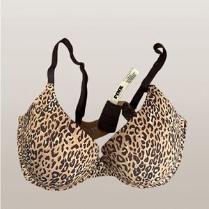 PINK Victoria's Secret Brown and Black Leopard Print Bra